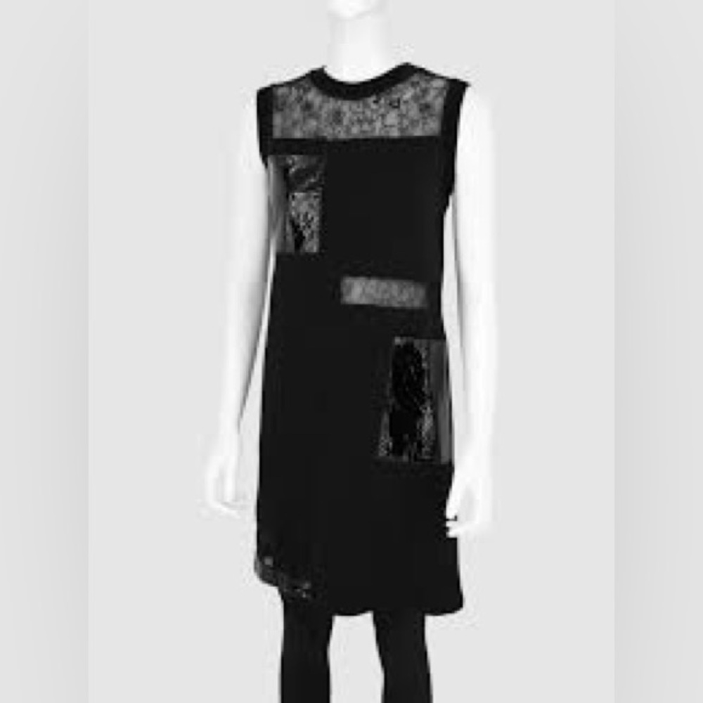 Christopher Kane Black Sleeveless Patchwork Lace Mini Dress